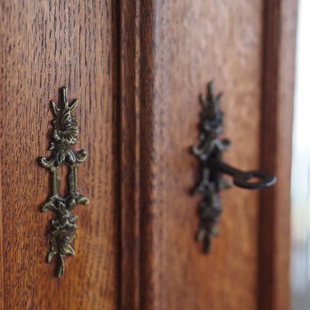 Gründerzeit Oak Wardrobe with Mirror, 1890 For Sale - Image 9 of 18