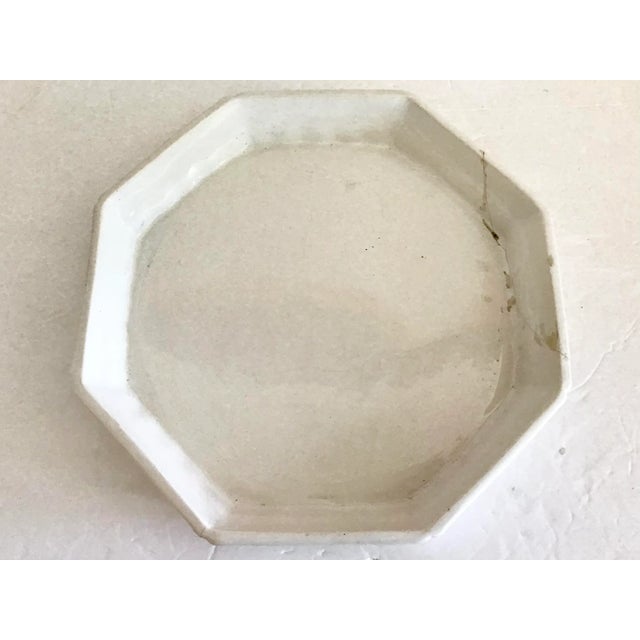 Large Hexagonal White Cachepot With Plate For Sale - Image 9 of 10