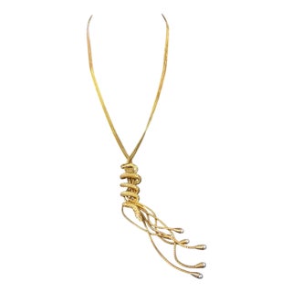 A 2000s High Quality Costume Jewelry Gilt Metal Italian Snake Necklace For Sale