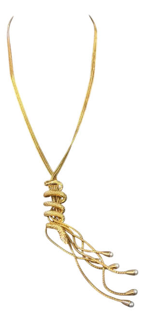 A 2000s High Quality Costume Jewelry Gilt Metal Italian Snake Necklace