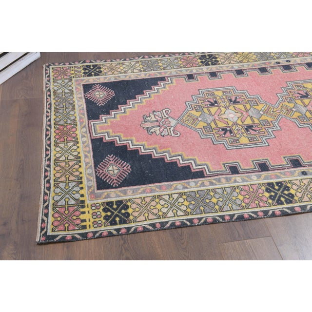 1970s Turkish Oushak Handmade Wool Cotton Pink Area Rug For Sale - Image 4 of 10