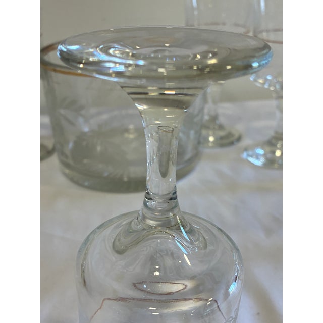 Vintage Bartlett Collins Etched Glass Goblets & Ice Bucket Set – 9 Pieces For Sale - Image 13 of 15