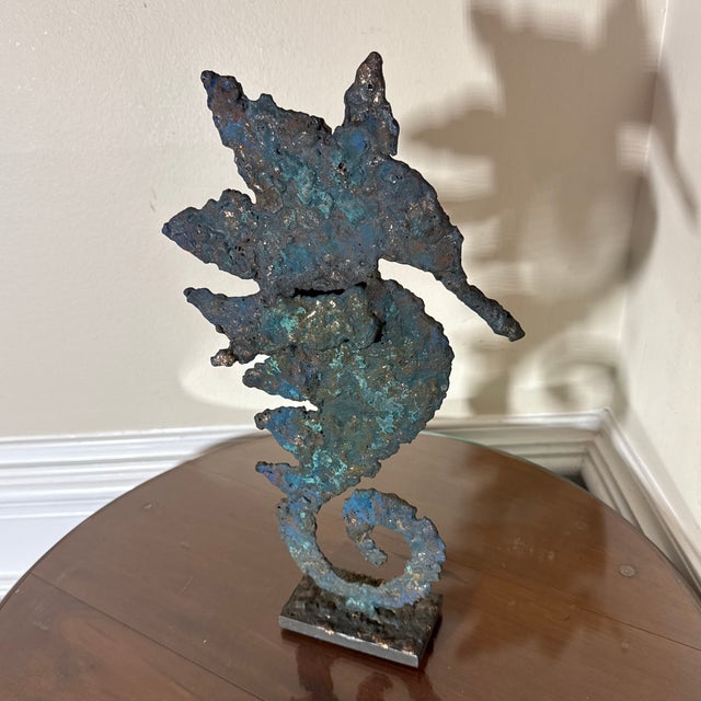 Brutalist Late 20th Century Artist Made Brutalist Style Bronze Seahorse Sculpture For Sale - Image 3 of 9