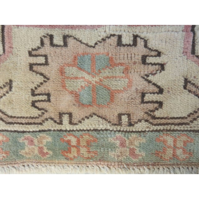 Midcentury Oushak Rug in Neutrals, Flesh Tones, Blues For Sale - Image 10 of 11