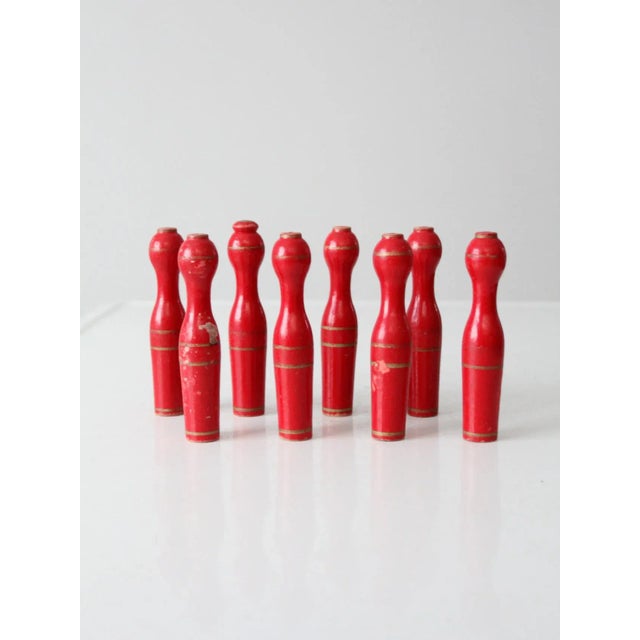 Antique Table Top Red Skittles Set of 8 For Sale - Image 13 of 13