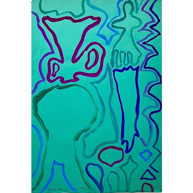 Jay Milder, Abstract Expressionist Landscape Jay Milder Rhino Horn Painting American Pop Art, 1990 For Sale