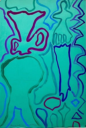 Jay Milder, Abstract Expressionist Landscape Jay Milder Rhino Horn Painting American Pop Art, 1990