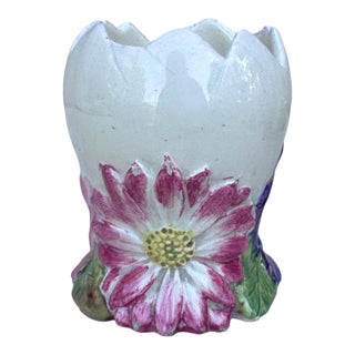 19th Century French Majolica Egg Vase Delphin Massier For Sale