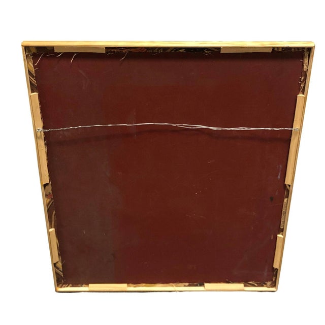 1940s Restored 1949 Rattan Framed Square Crane Bark Cloth Fabric Sample by Spectrum For Sale In Los Angeles - Image 6 of 6