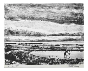 Paul Petit, Dawn Over the Labor Field, Original Lithograph, Mid 20th-Century