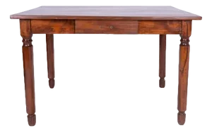 Wooden Side Table with Turned Legs and Drawer