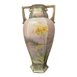 Early 20th Century Japanese Moriage Nippon Floral Porcelain Vase