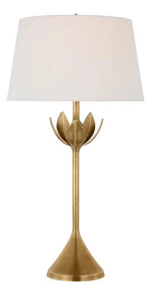 Julie Neill by Visual Comfort Signature Alberto Large Table Lamp in Antique-Burnished Brass with Linen Shade