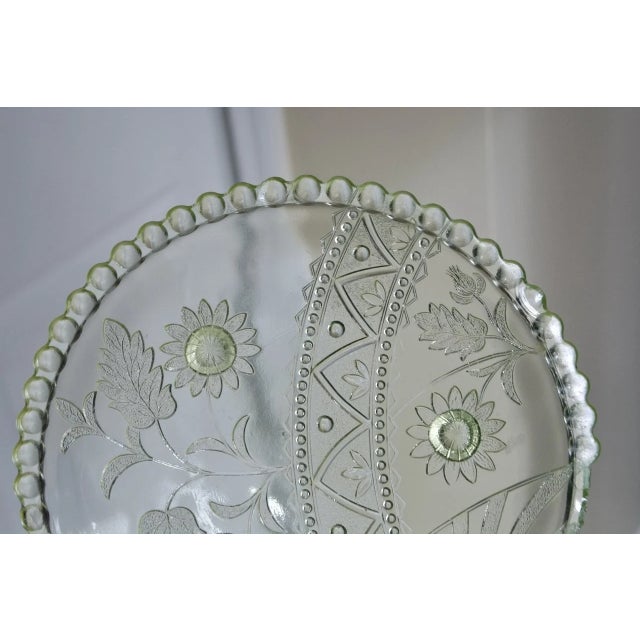 Adams & Co. Eapg Canary Vaseline Glass Fan Plate – Victorian Uranium Glass Tray, Circa 1886 For Sale - Image 4 of 8