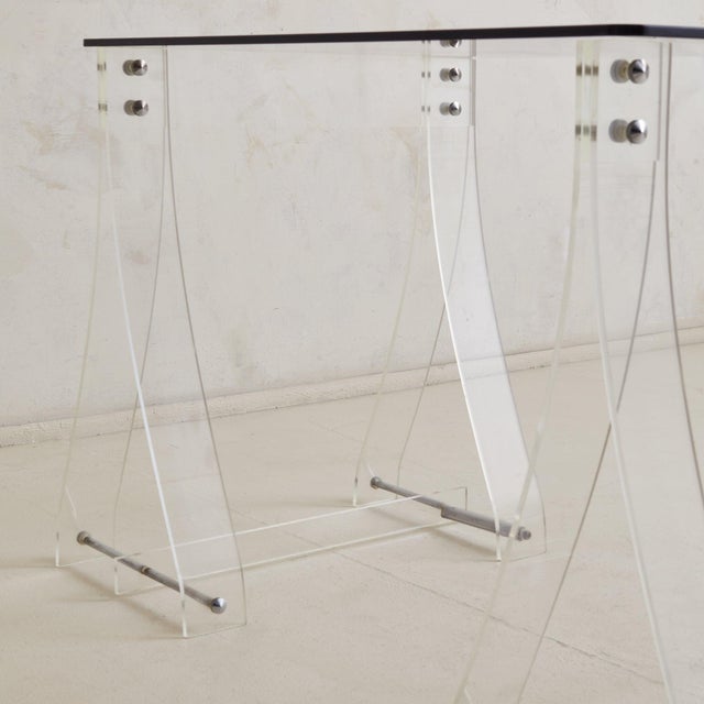 1970s French Smoked Glass + Plexiglass Desk or Console Attributed to Marcello Gacita For Sale - Image 5 of 10