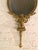 Neoclassical 19thC French Neoclassical Bronze Gold Vanity Hand Mirror 1pc For Sale - Image 3 of 12