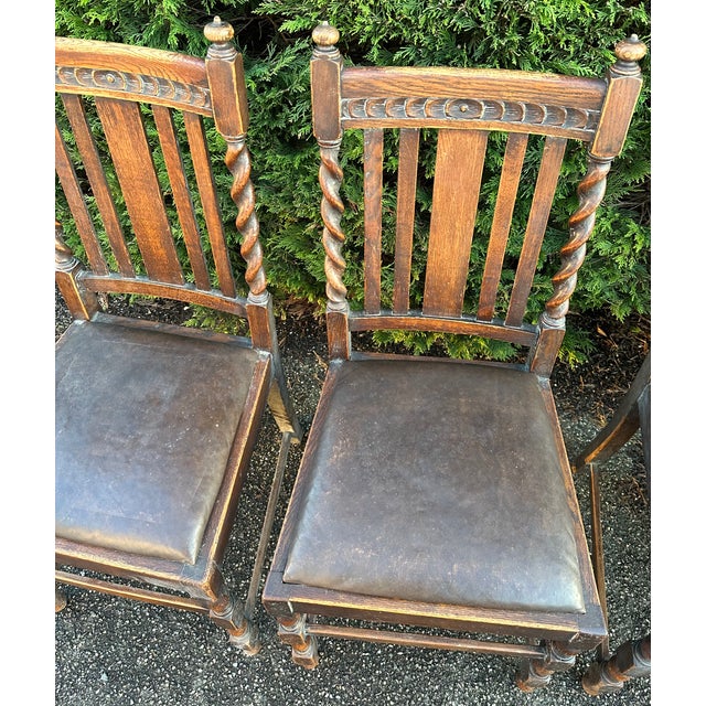 Brown Antique Wooden Dining Set, Set of 5 For Sale - Image 8 of 18