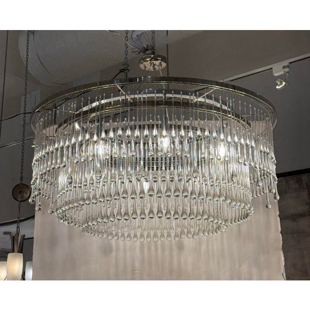 Modern Ochre Light Drizzle Three-Tier Round Chandelier For Sale - Image 3 of 12