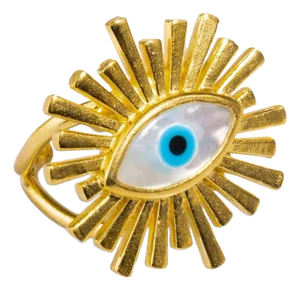 Third Eye Guardian Pearl & Gold Chunky Ring