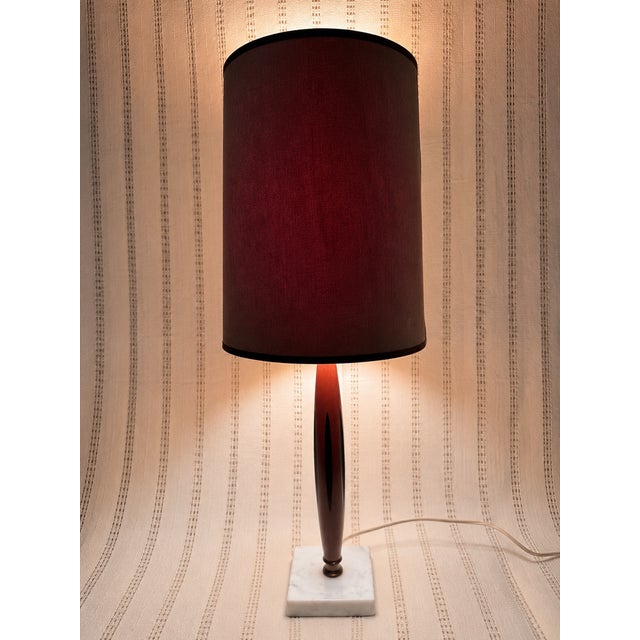 Danish Style Mid Century Walnut and Brass Table Lamp For Sale - Image 13 of 13