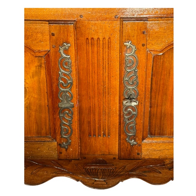 **Antique French Louis XV Period Tall Double Walnut Buffet** For Sale - Image 10 of 11