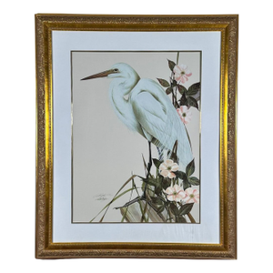 ate 20th Century Art LaMay Signed Limited Edition Passion Plums Herons Gold Gilt Framed Giclee