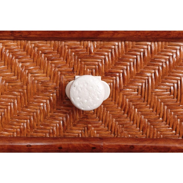 Wood Rattan Campaign Writing Desk For Sale - Image 7 of 10