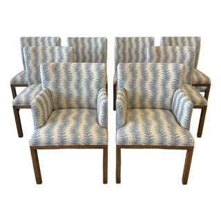 Set of 8 G P & J Baker Tetbury Stripe Dining Chairs For Sale