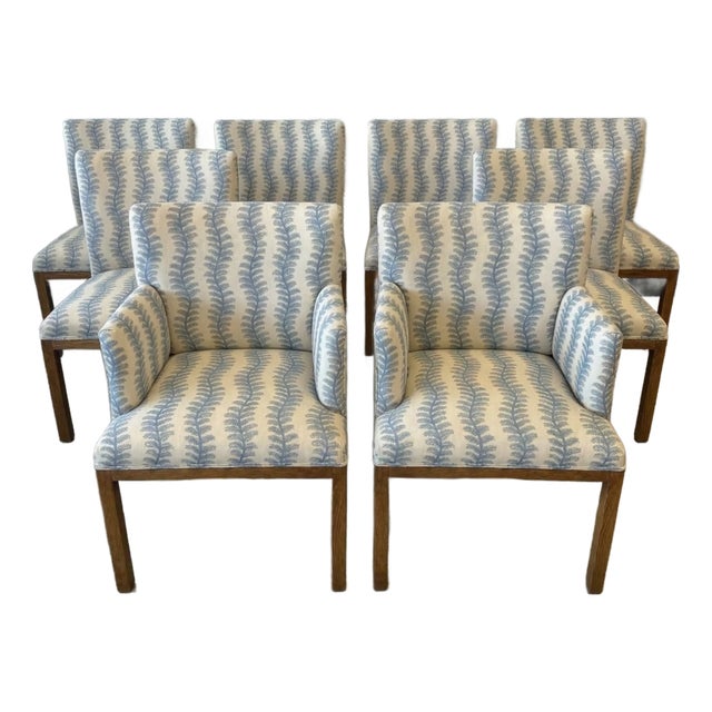 Set of 8 G P & J Baker Tetbury Stripe Dining Chairs For Sale