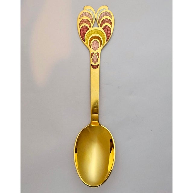 Bjørn Wiinblad 1972 Anton Michelsen Gilt Sterling Silver Enamel Christmas Spoon, Bjørn Wiinblad For Sale - Image 4 of 5