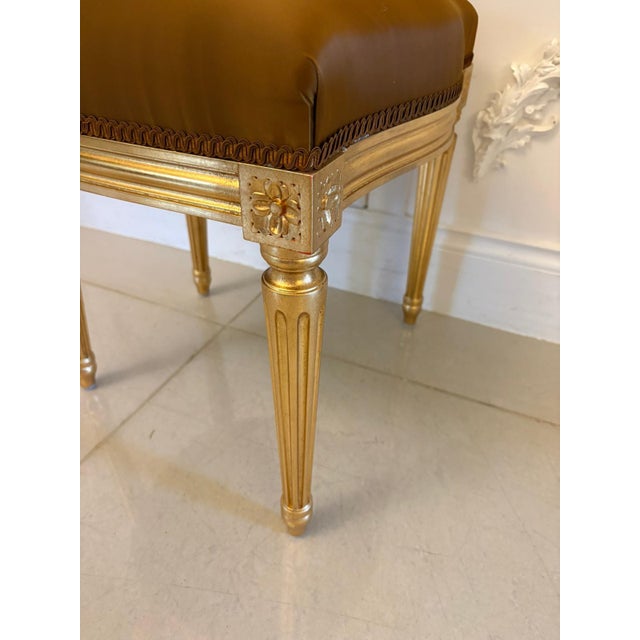 Textile Large Vintage Louis XVI Style Giltwood Dining Chairs with Silk Damask Upholstery, 1940, Set of 42 For Sale - Image 7 of 18