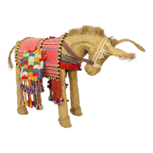 Vintage Mexican Folk Art Wicker and Straw Donkey / Burro