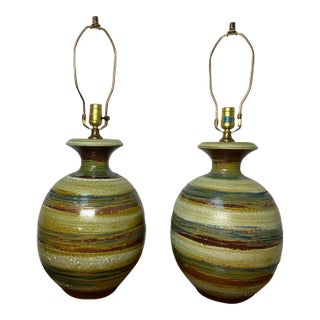 Pair of Mid-Century Modern Ceramic Table Lamps For Sale