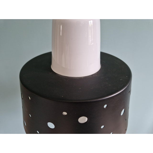 Vintage Scandinavian Pendant Lights in White Opaline and Black Lacquered Metal, 1960, Set of 2 For Sale - Image 12 of 17