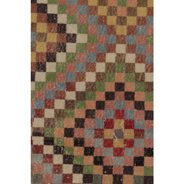 Vintage Distressed Runner, Polychromatic Checkered Diamonds - Rug & Kilim For Sale In New York - Image 6 of 8
