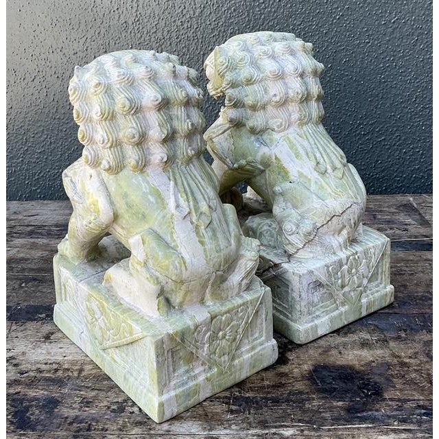 Vintage Distressed Soapstone Foo Dogs - A Pair For Sale - Image 11 of 12