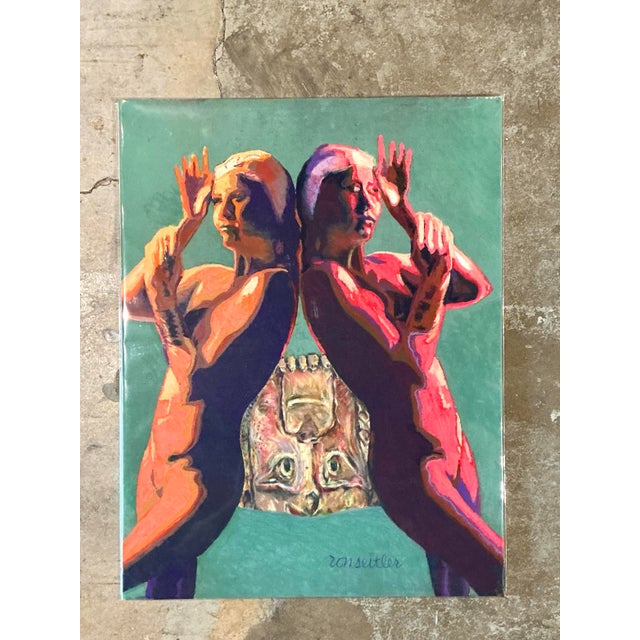 Vintage Ron Seitler Figurative Oil Crayon Figurative Drawing For Sale - Image 12 of 12