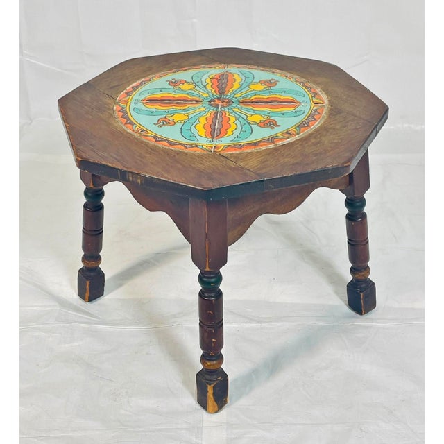 1920s 1920s California Spanish Revival Tile Top Octagonal Side Table For Sale - Image 5 of 9