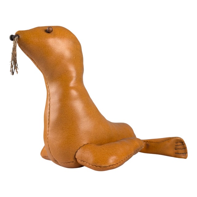 Vintage Leather Seal Decorative Sculpture, 1970s For Sale
