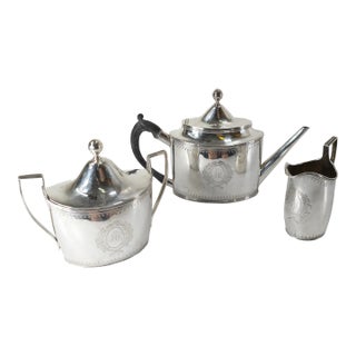 18th Century American Coin Silver Tea Set by John Vernon of New York City For Sale