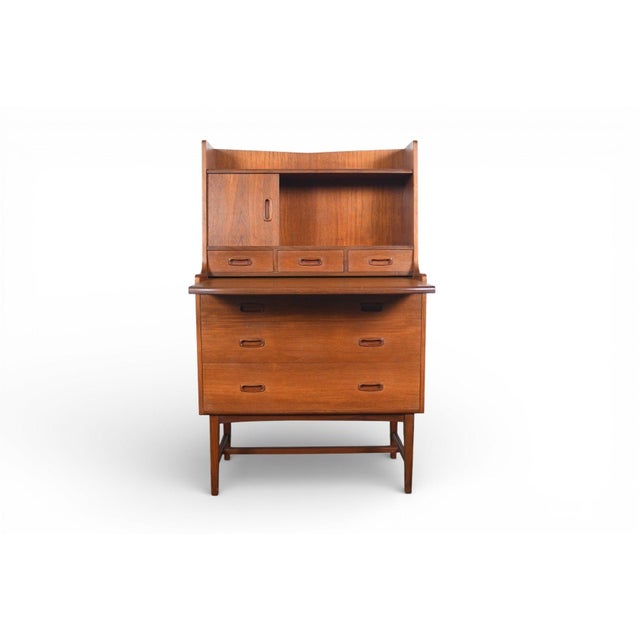 Brown Mid 20th Century Secretary Desk / Bookcase in Teak For Sale - Image 8 of 12