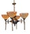 Mid-Century Modern Four-Light Bronze Chandelier with Holophane Prismatic Glass Shades, 1950s For Sale