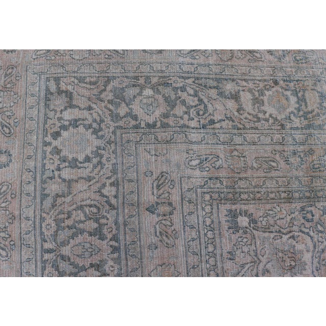 Traditional Antique Persian Khorassan Rug With Soft Blue and Taupe Allover Medallion 9'7 X 13 For Sale - Image 3 of 16