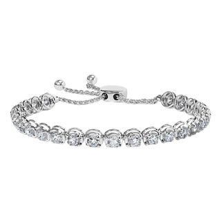 14K White Gold 6.00 Cttw Diamond 4”-10” Adjustable Bolo Tennis Bracelet (I-J Color, I1-I2 Clarity) For Sale