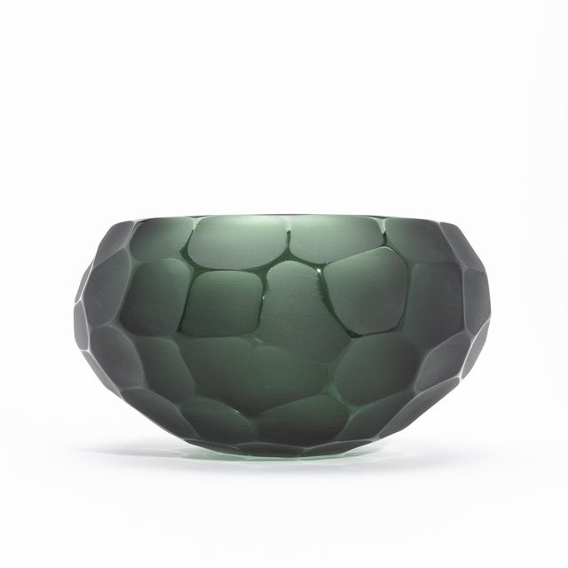 Modern Hand-Blown Modern Murano Bowl in Eucalyptus Green Medium For Sale - Image 3 of 9