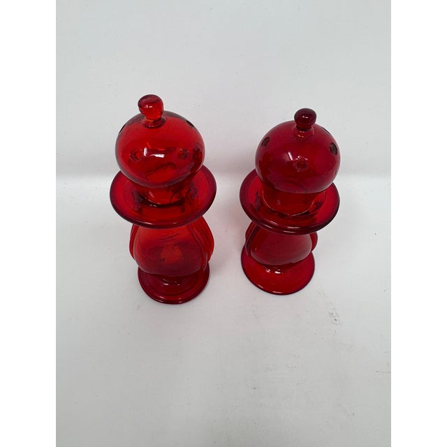1950s Murano Glass Ruby Salt and Pepper - a Pair For Sale - Image 4 of 5