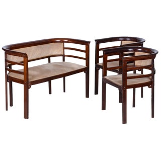 Art Deco Seating Set attributed to J. Hoffmann for Wiener Werkstätte, Czech, 1910s, Set of 3 For Sale