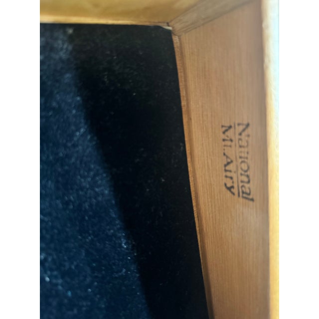 Wood Restored National Mt. Airy Maple Vanity With Round Mirror & Stool For Sale - Image 7 of 8