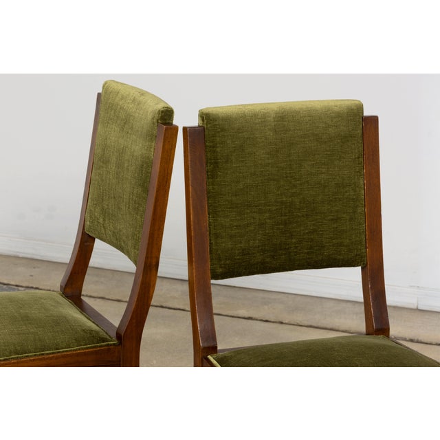 1930s French Art Deco Walnut Dining Chairs in Olive Green Velvet – Set of 10 For Sale - Image 16 of 18