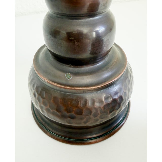 Metal Scandinavian Hammered Copper Candle Holders, Mid-20th Century - A Pair For Sale - Image 7 of 10